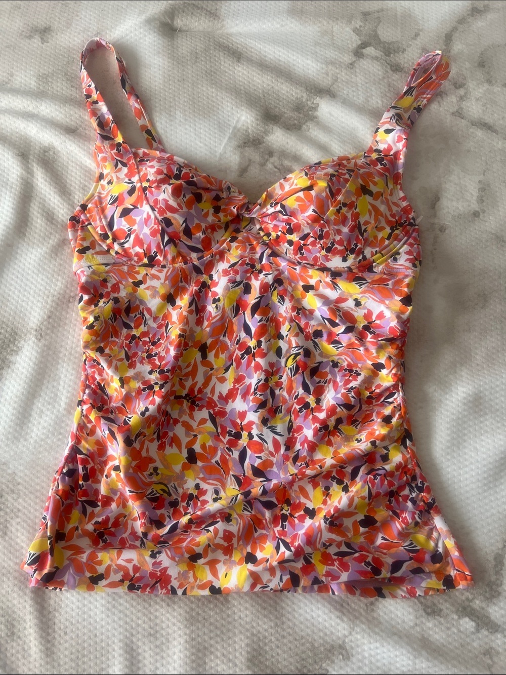 Anne Cole Women Coral Ditsy Print Retro Twist Underwire Tankini Top Size 38C/40B - Picture 4 of 6